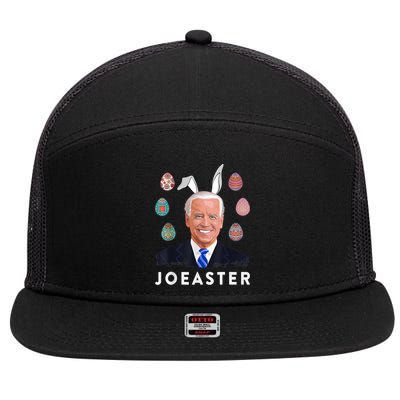 Funny Joe Biden Easter Bunny Eggs Pun 7 Panel Mesh Trucker Snapback Hat