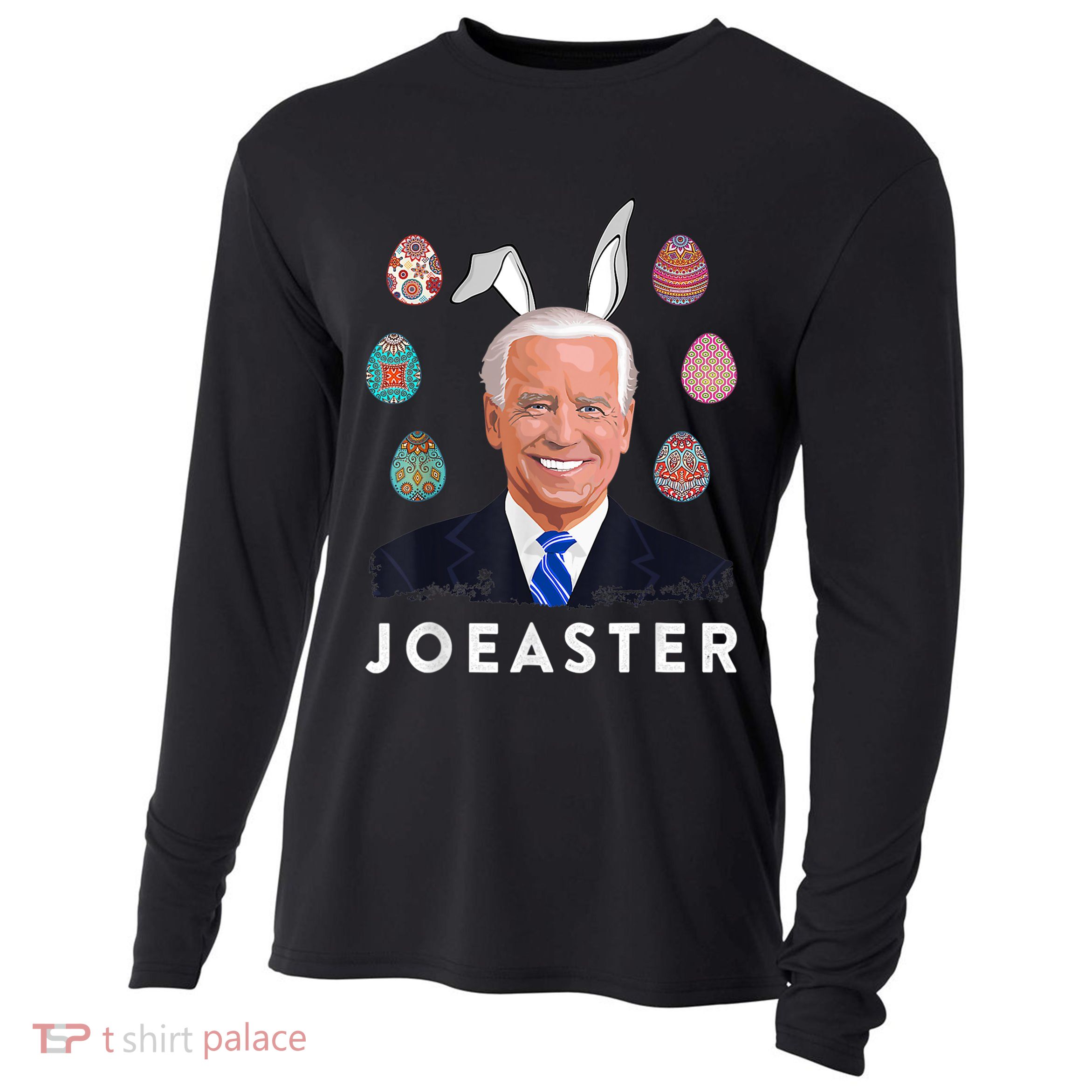 Funny Joe Biden Easter Bunny Eggs Pun Cooling Performance Long Sleeve Crew