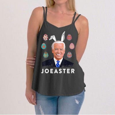 Funny Joe Biden Easter Bunny Eggs Pun Women's Strappy Tank