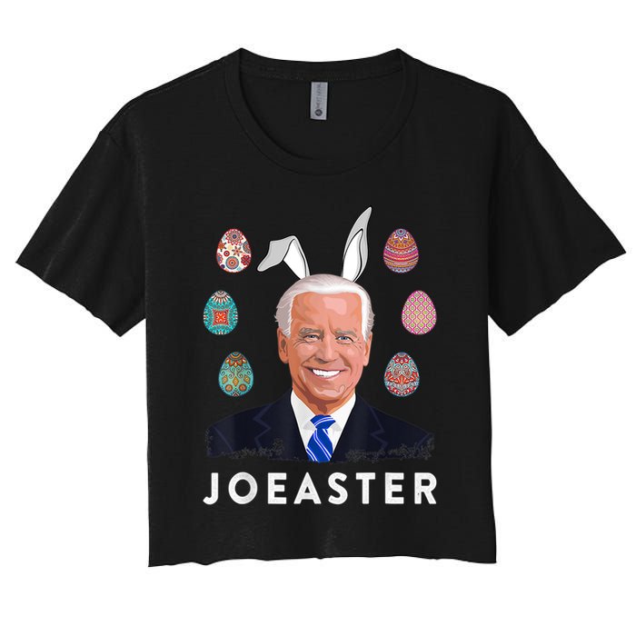 Funny Joe Biden Easter Bunny Eggs Pun Women's Crop Top Tee