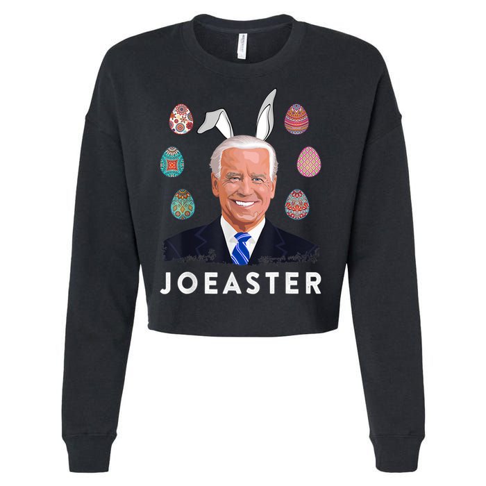 Funny Joe Biden Easter Bunny Eggs Pun Cropped Pullover Crew