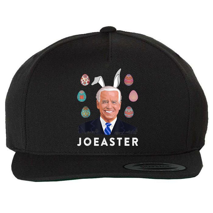 Funny Joe Biden Easter Bunny Eggs Pun Wool Snapback Cap