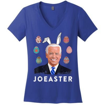 Funny Joe Biden Easter Bunny Eggs Pun Women's V-Neck T-Shirt