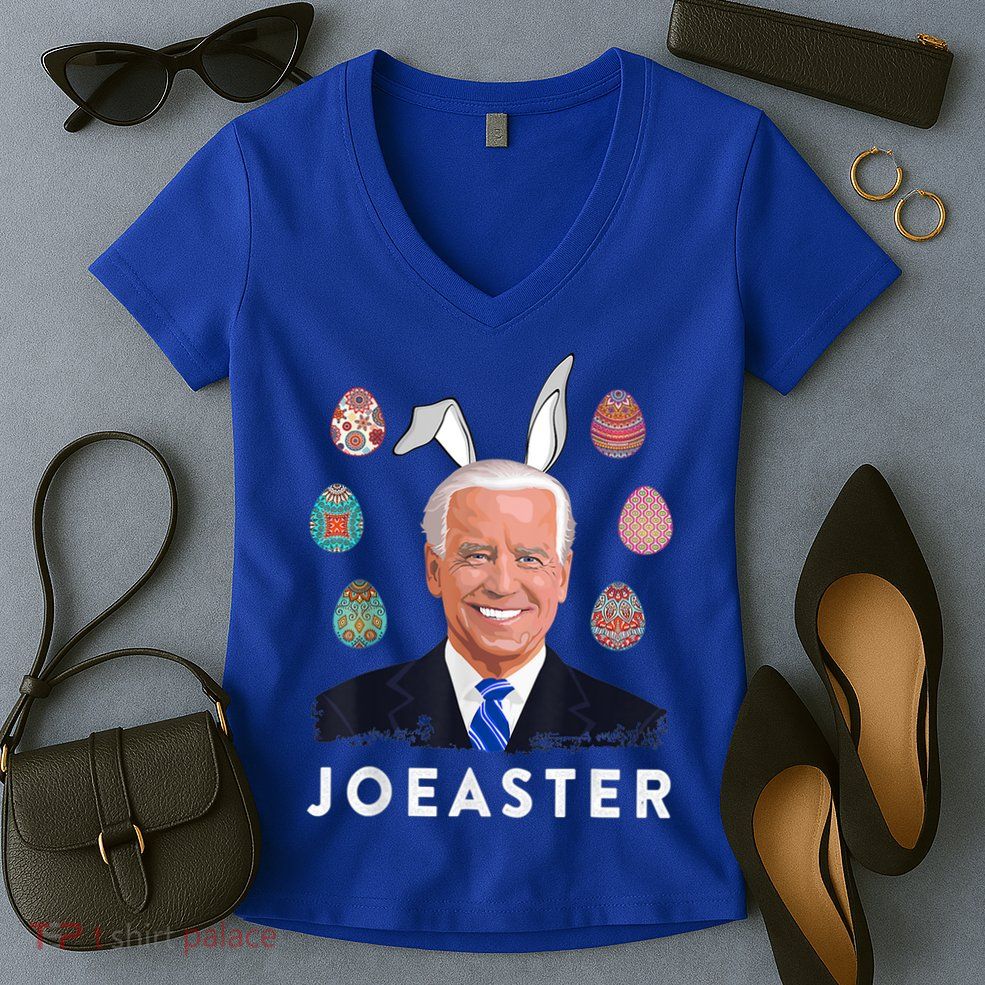 Funny Joe Biden Easter Bunny Eggs Pun Women's V-Neck T-Shirt