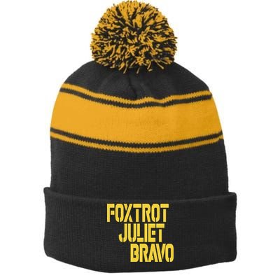 Foxtrot Juliet Bravo Stripe Pom Pom Beanie