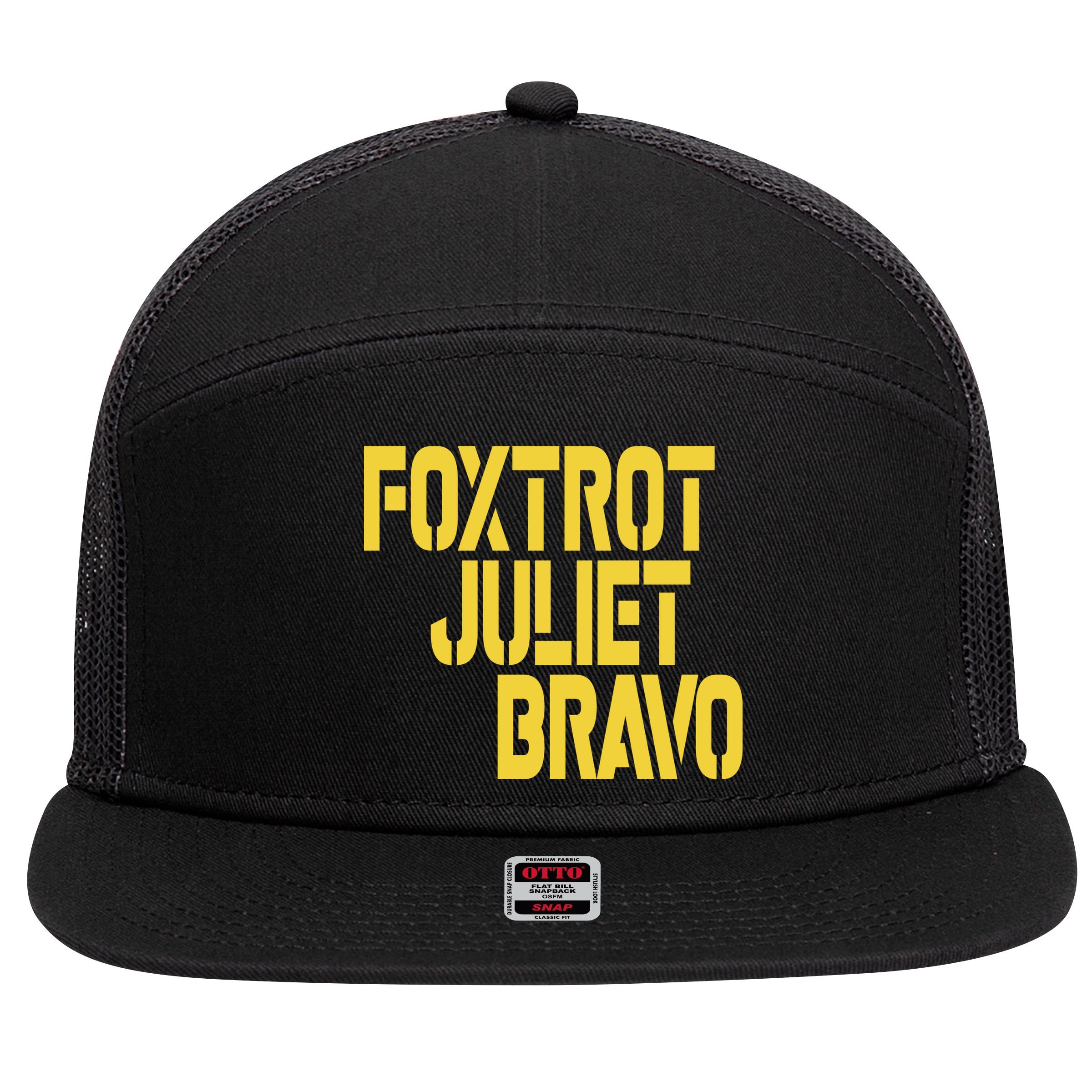 Foxtrot Juliet Bravo 7 Panel Mesh Trucker Snapback Hat