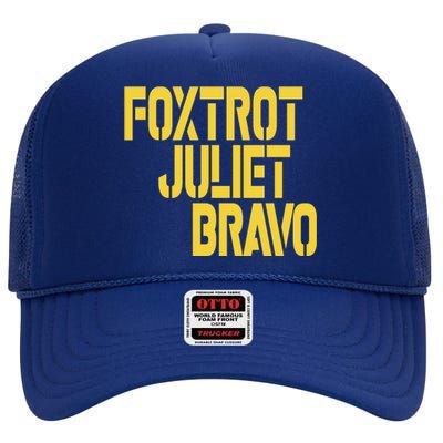 Foxtrot Juliet Bravo High Crown Mesh Back Trucker Hat