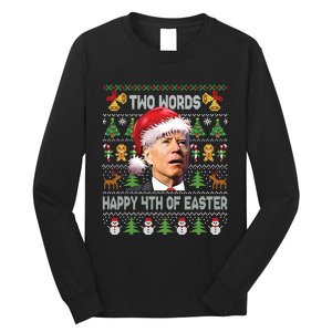 Funny Joe Biden Two Words Happy 4th Of Easter Christmas Long Sleeve Shirt