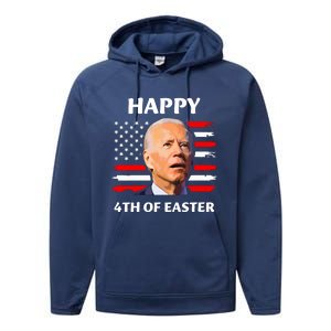 Funny Joe Biden Happy 4th Of Easter Confused 4th Of July Performance Fleece Hoodie