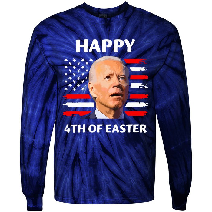 Funny Joe Biden Happy 4th Of Easter Confused 4th Of July Tie-Dye Long Sleeve Shirt