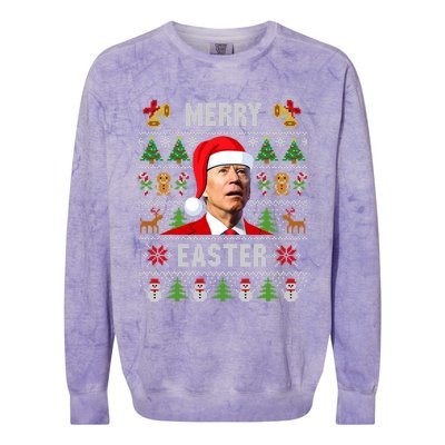 Funny Joe Biden Happy Easter Ugly Christmas Sweater Colorblast Crewneck Sweatshirt