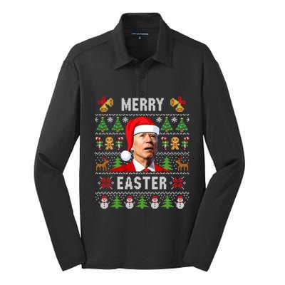 Funny Joe Biden Happy Easter Ugly Christmas Sweater Silk Touch Performance Long Sleeve Polo