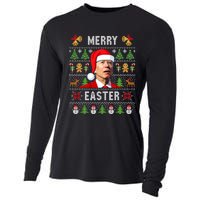 Funny Joe Biden Happy Easter Ugly Christmas Sweater Cooling Performance Long Sleeve Crew