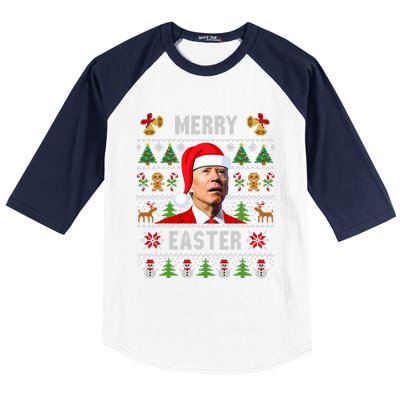 Funny Joe Biden Happy Easter Ugly Christmas Sweater Baseball Sleeve Shirt