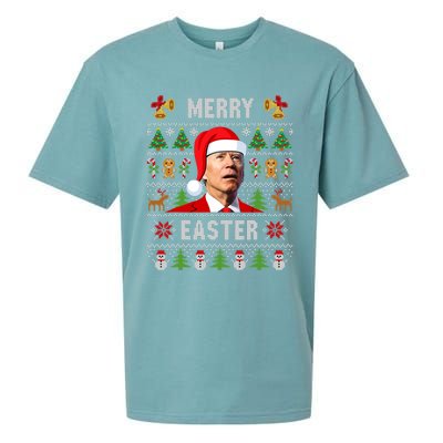 Funny Joe Biden Happy Easter Ugly Christmas Sweater Sueded Cloud Jersey T-Shirt