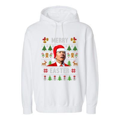 Funny Joe Biden Happy Easter Ugly Christmas Sweater Garment-Dyed Fleece Hoodie