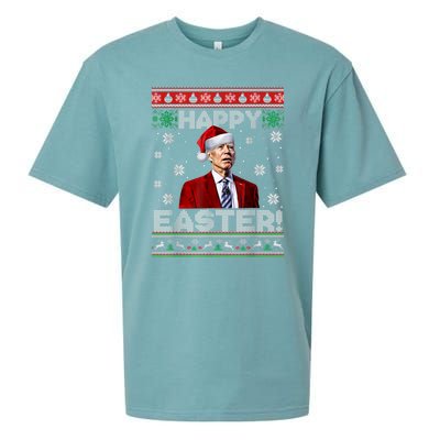 Funny Joe Biden Happy Easter Ugly Christmas Sueded Cloud Jersey T-Shirt