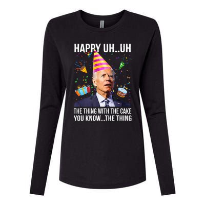 Funny Joe Biden Confused Happy Uh Uh Republican Birthday Womens Cotton Relaxed Long Sleeve T-Shirt