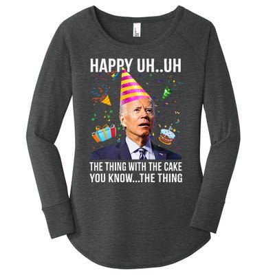 Funny Joe Biden Confused Happy Uh Uh Republican Birthday Women's Perfect Tri Tunic Long Sleeve Shirt