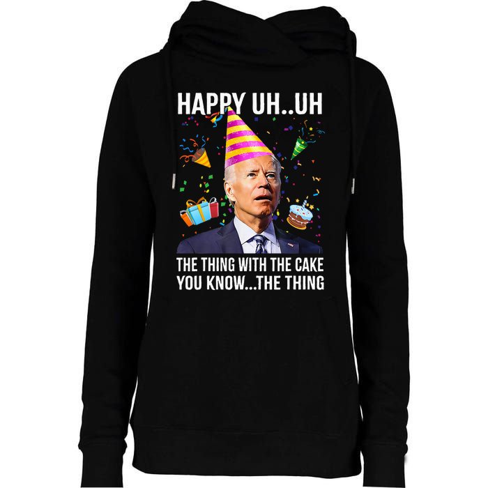 Funny Joe Biden Confused Happy Uh Uh Republican Birthday Womens Funnel Neck Pullover Hood