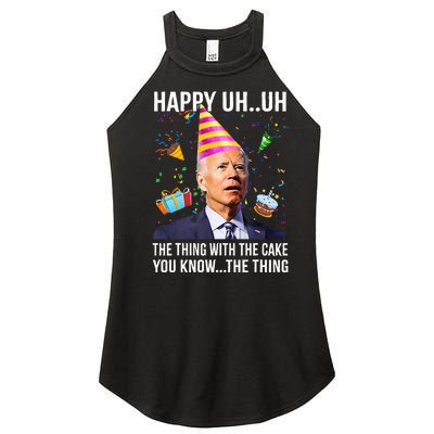 Funny Joe Biden Confused Happy Uh Uh Republican Birthday Women's Perfect Tri Rocker Tank