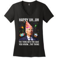 Funny Joe Biden Confused Happy Uh Uh Republican Birthday Women's V-Neck T-Shirt