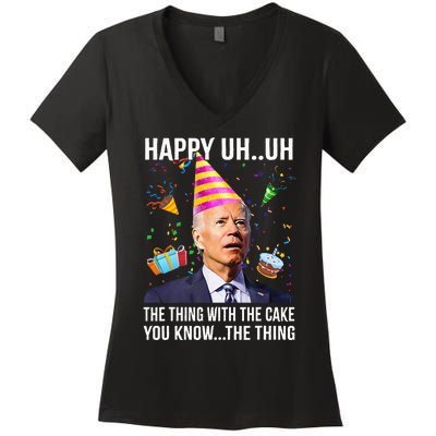 Funny Joe Biden Confused Happy Uh Uh Republican Birthday Women's V-Neck T-Shirt