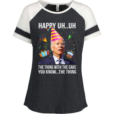 Funny Joe Biden Confused Happy Uh Uh Republican Birthday Enza Ladies Jersey Colorblock Tee