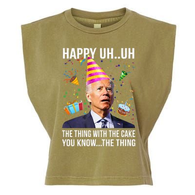 Funny Joe Biden Confused Happy Uh Uh Republican Birthday Garment-Dyed Women's Muscle Tee