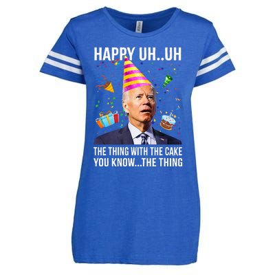 Funny Joe Biden Confused Happy Uh Uh Republican Birthday Enza Ladies Jersey Football T-Shirt