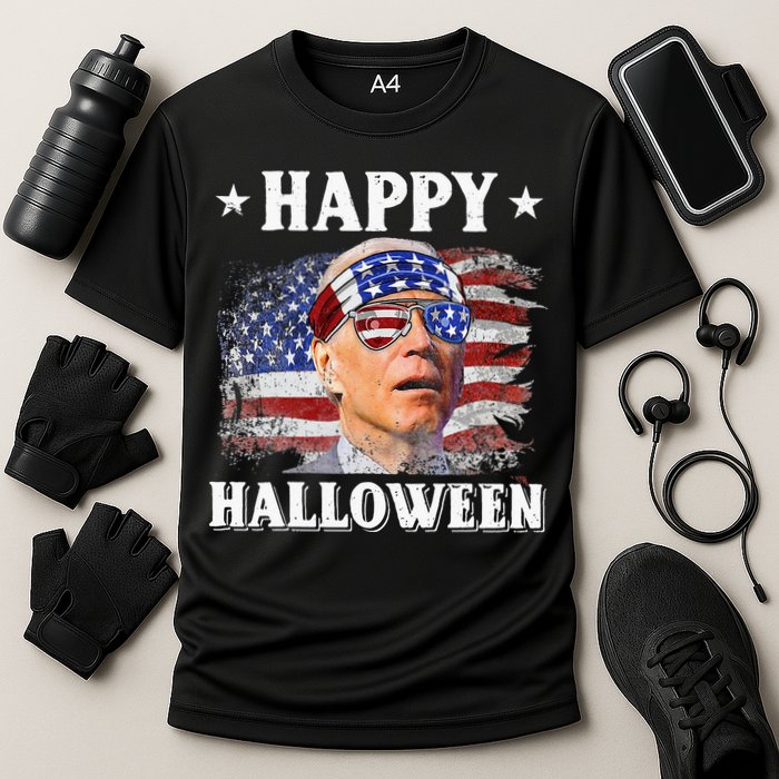 Funny Joe Biden Happy Halloween Confused 4th Of July Cooling Performance Crew T-Shirt