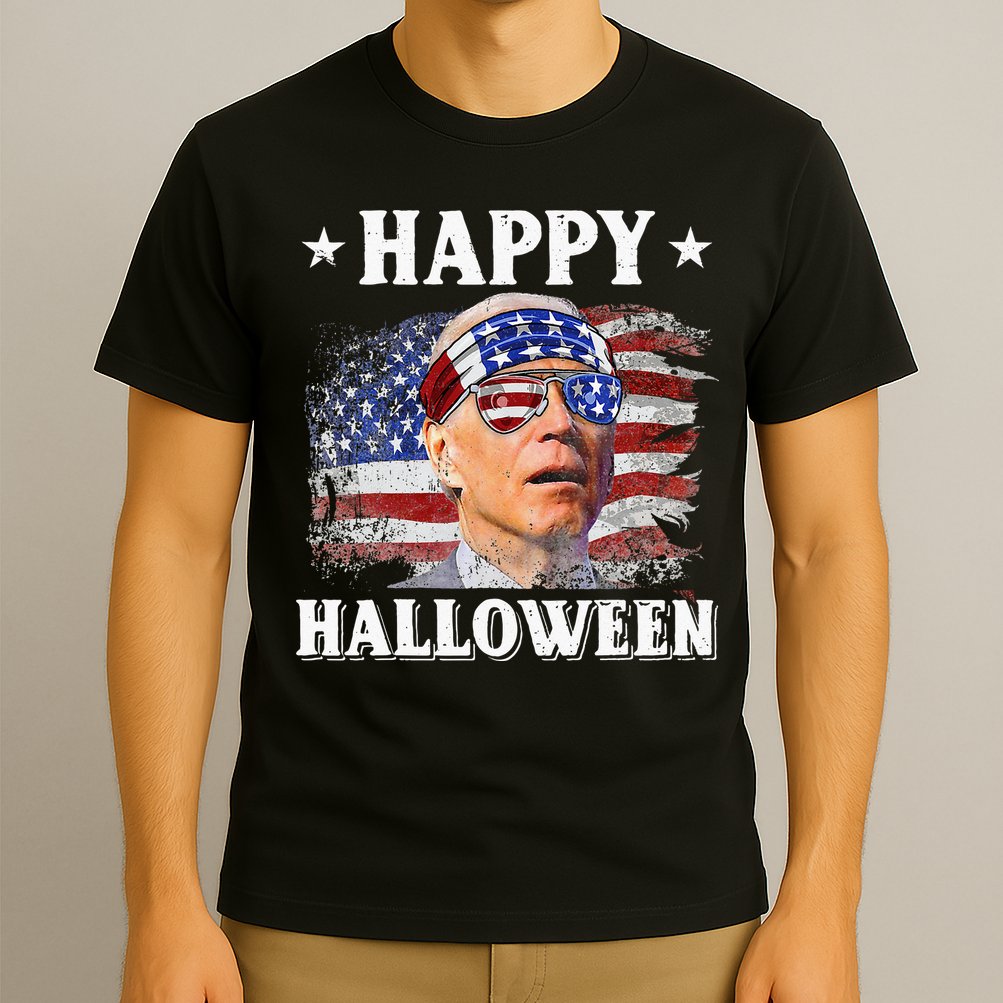Funny Joe Biden Happy Halloween Confused 4th Of July T-Shirt