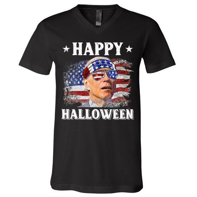 Funny Joe Biden Happy Halloween Confused 4th Of July V-Neck T-Shirt
