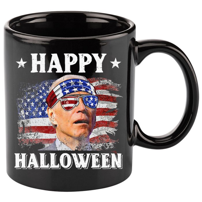 Funny Joe Biden Happy Halloween Confused 4th Of July 11oz C Handle Ceramic Mug