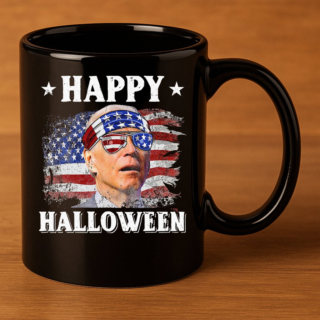 Funny Joe Biden Happy Halloween Confused 4th Of July 11oz C Handle Ceramic Mug