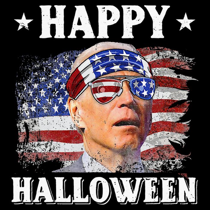Funny Joe Biden Happy Halloween Confused 4th Of July Flat Bill Trucker Hat