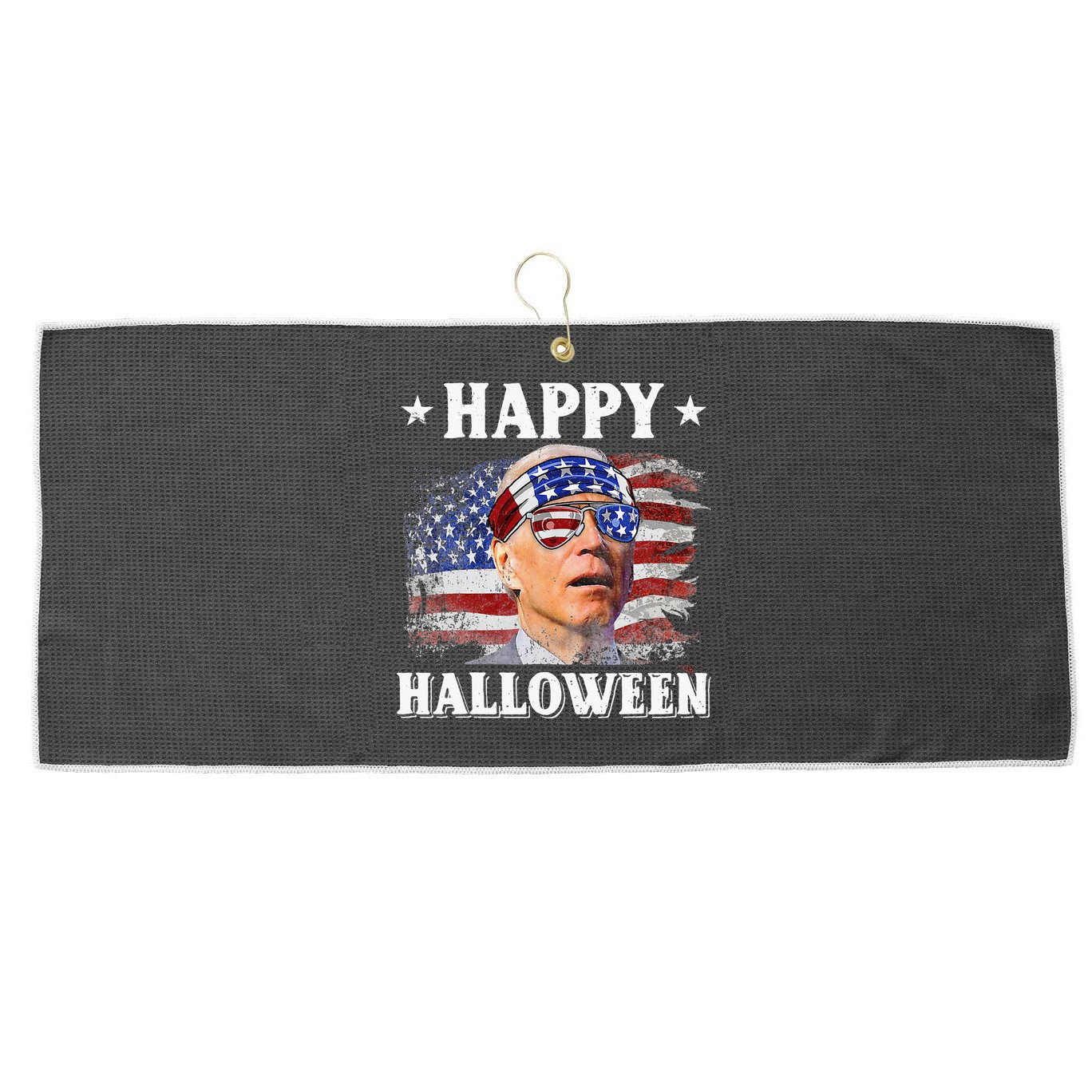 Funny Joe Biden Happy Halloween Confused 4th Of July Large Microfiber Waffle Golf Towel