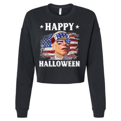 Funny Joe Biden Happy Halloween Confused 4th Of July Cropped Pullover Crew