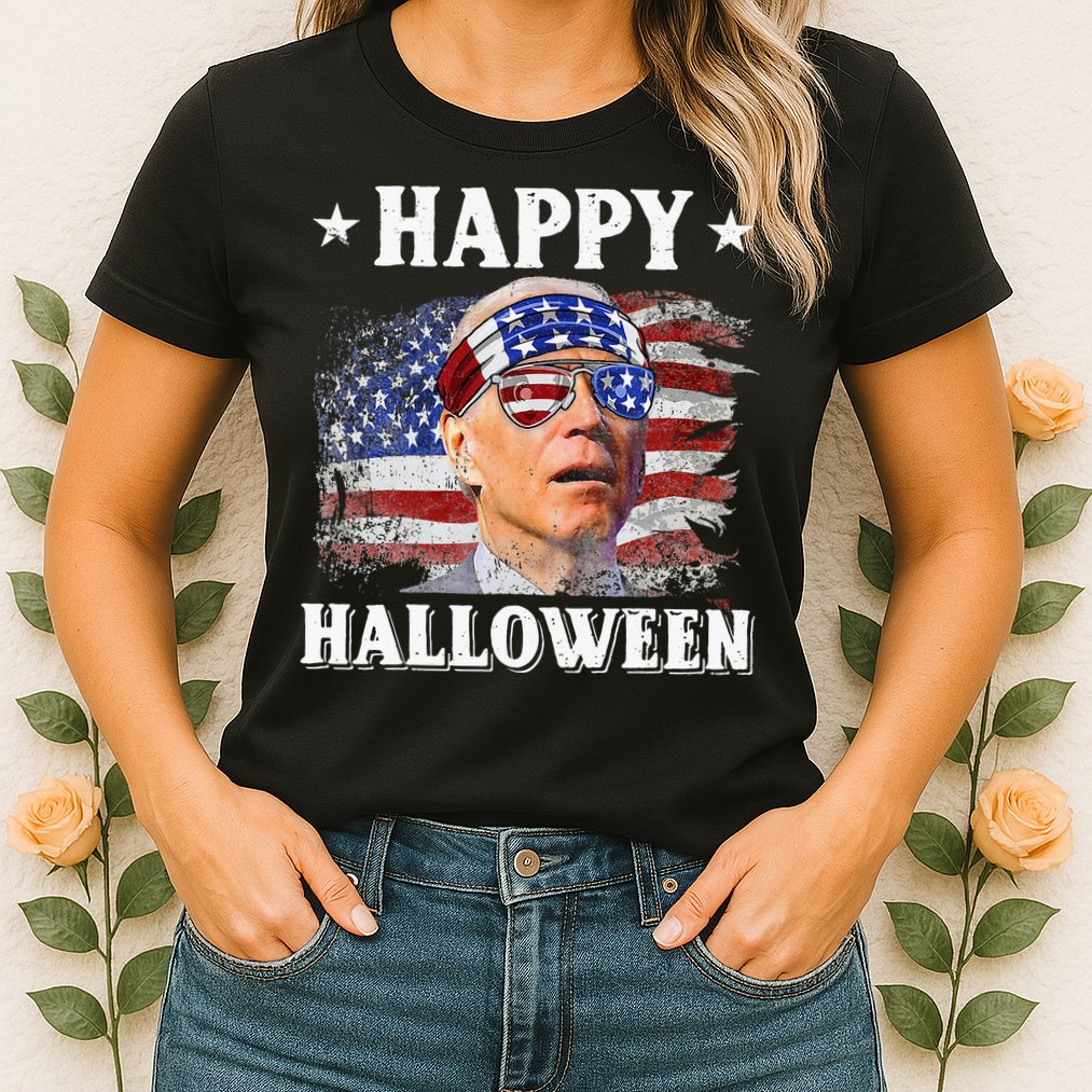 Funny Joe Biden Happy Halloween Confused 4th Of July Womens T-Shirt