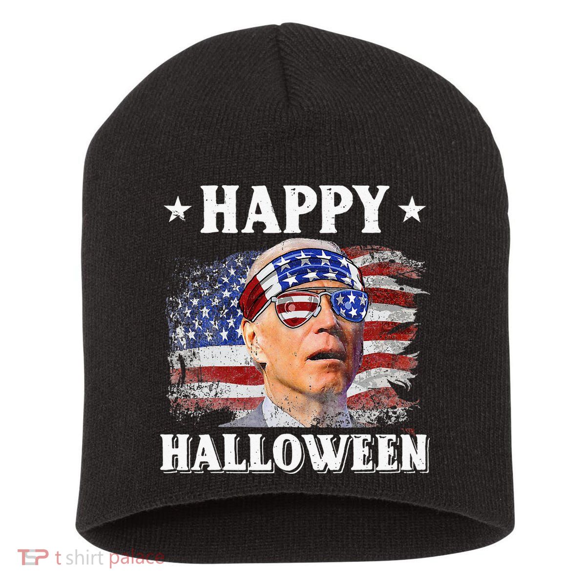 Funny Joe Biden Happy Halloween Confused 4th Of July Short Acrylic Beanie