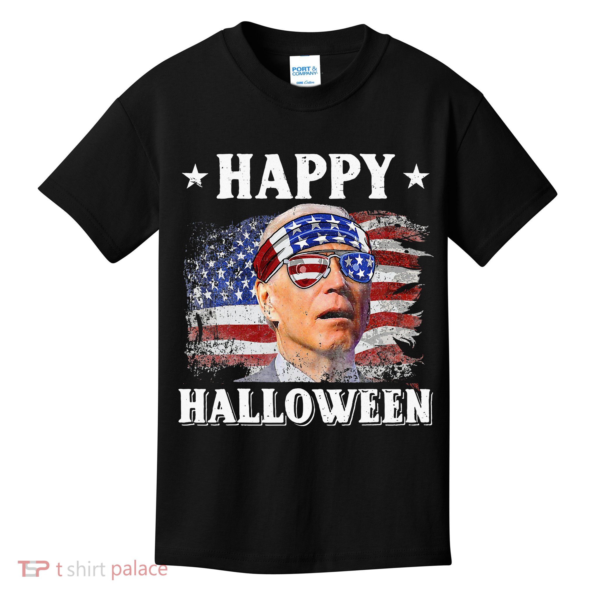 Funny Joe Biden Happy Halloween Confused 4th Of July Kids T-Shirt