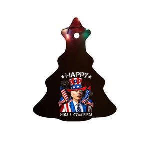 Funny Joe Biden 4th Of July Happy Halloween Firework Ceramic Tree Ornament