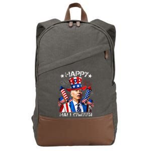 Funny Joe Biden 4th Of July Happy Halloween Firework Cotton Canvas Backpack