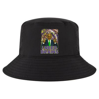 Funny Joe Biden Zombie I Need Brains Anti Liberals Halloween Cool Comfort Performance Bucket Hat