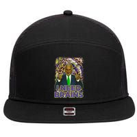 Funny Joe Biden Zombie I Need Brains Anti Liberals Halloween 7 Panel Mesh Trucker Snapback Hat