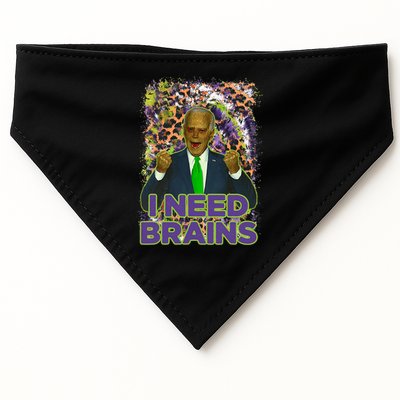 Funny Joe Biden Zombie I Need Brains Anti Liberals Halloween USA-Made Doggie Bandana