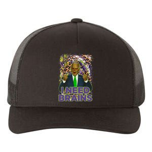 Funny Joe Biden Zombie I Need Brains Anti Liberals Halloween Yupoong Adult 5-Panel Trucker Hat