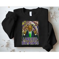 Funny Joe Biden Zombie I Need Brains Anti Liberals Halloween Sweatshirt