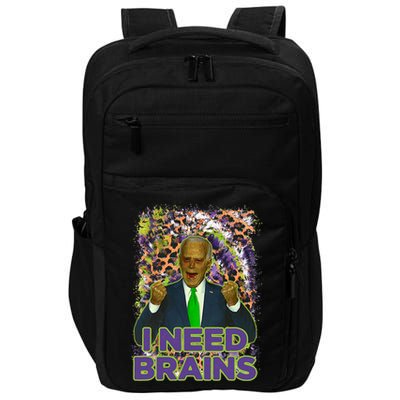 Funny Joe Biden Zombie I Need Brains Anti Liberals Halloween Impact Tech Backpack