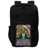 Funny Joe Biden Zombie I Need Brains Anti Liberals Halloween Impact Tech Backpack